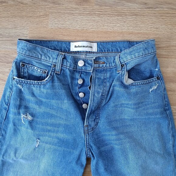 Reformation Melissa High Rise Skinny Distressed Jeans in Savu Wash Size 28 - Picture 5 of 9